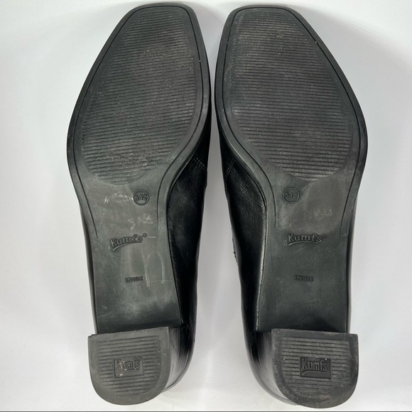 Kumfs Heels Ankle Boots Leather Black Slip Ons Black Comfy Dressy Office Career - Picture 4 of 16